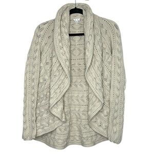 CAbi Pointelle Knit Shawl Front Cardigan Size M